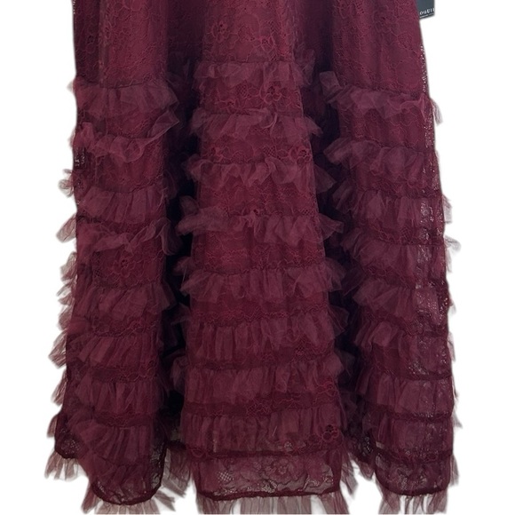 Eloquii Burgundy Wine Lace Peter Pan Collar Ruffle Midi Dress SZ 28 Romantic NEW - Picture 7 of 14